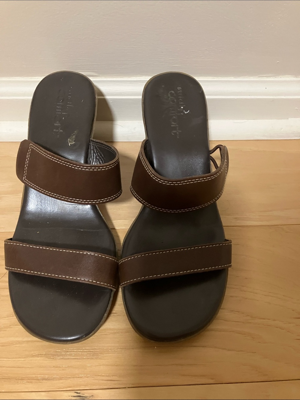Women’s Brown Leather Double-Strap Sandals